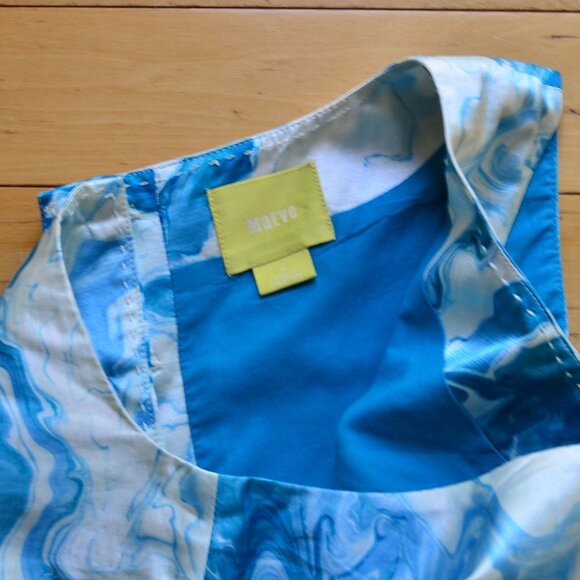 Anthropologie Maeve Marbled Waters Dress White Blue Size 4 - Picture 6 of 13